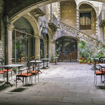 Antique Building Courtyard, Gothic District, Barcelona, Spain