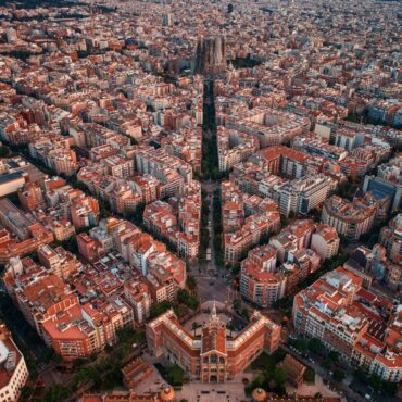Barcelona street aerial View